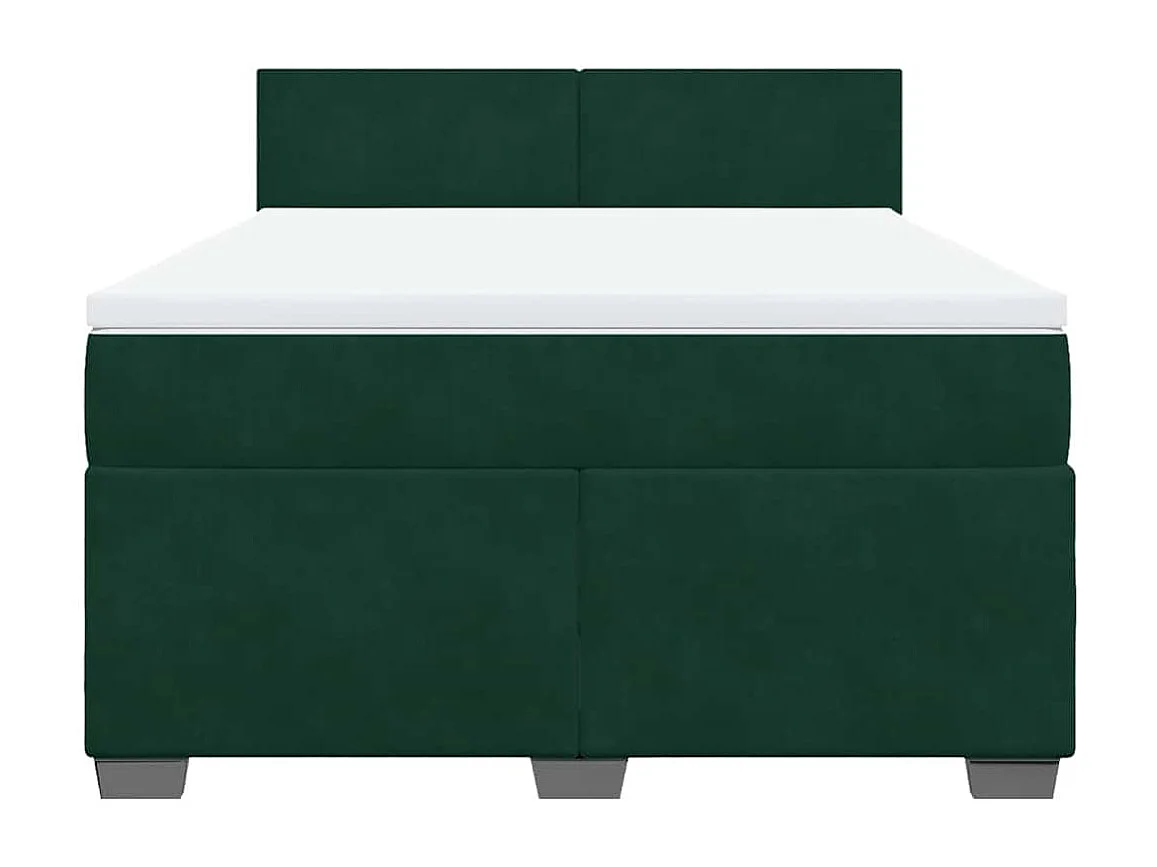 Boxspringbett mit Matratze Dunkelgrün 160x200 cm Samt