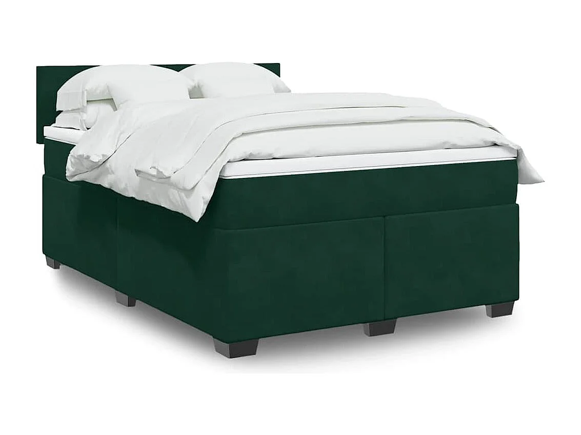 Boxspringbett mit Matratze Dunkelgrün 160x200 cm Samt