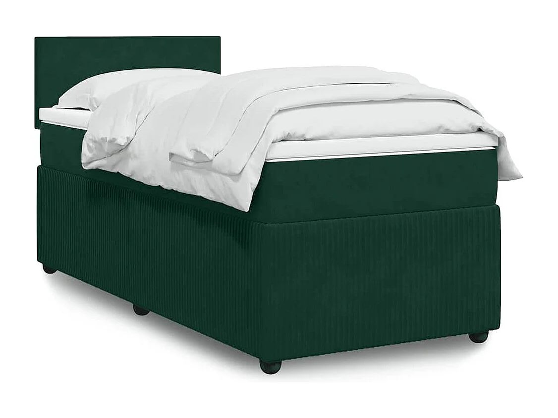 Boxspringbett mit Matratze Dunkelgrün 100x200 cm Samt