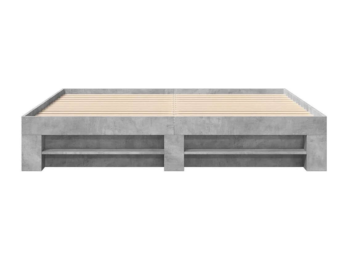 Cadre de lit sans matelas gris béton 200x200 cm bois ingénierie