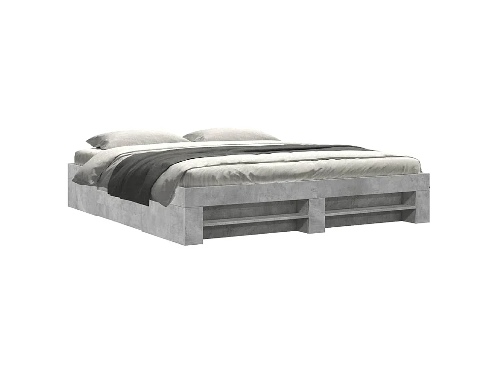Cadre de lit sans matelas gris béton 200x200 cm bois ingénierie