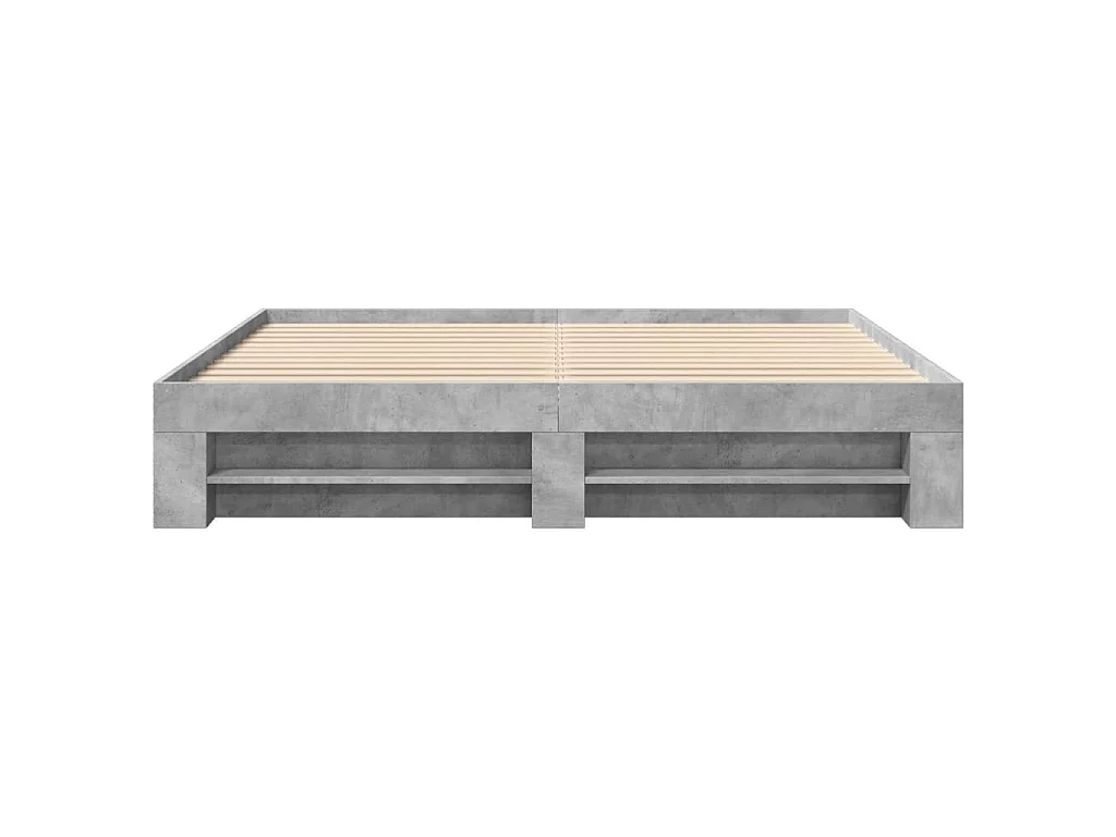Cadre de lit sans matelas gris béton 200x200 cm bois ingénierie