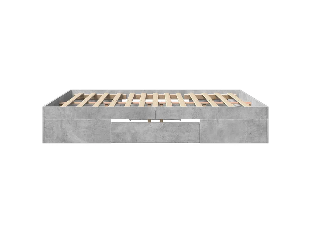 Cadre de lit sans matelas gris béton 200x200 cm bois ingénierie
