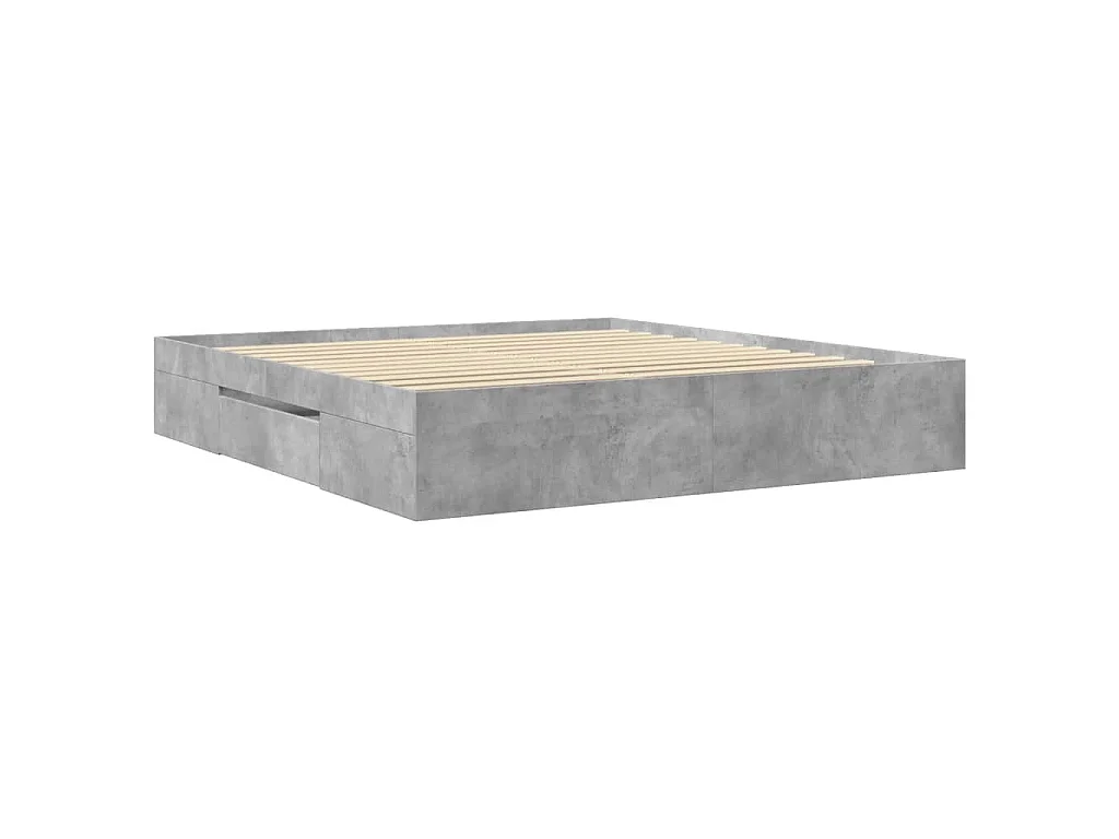 Cadre de lit sans matelas gris béton 200x200 cm bois ingénierie