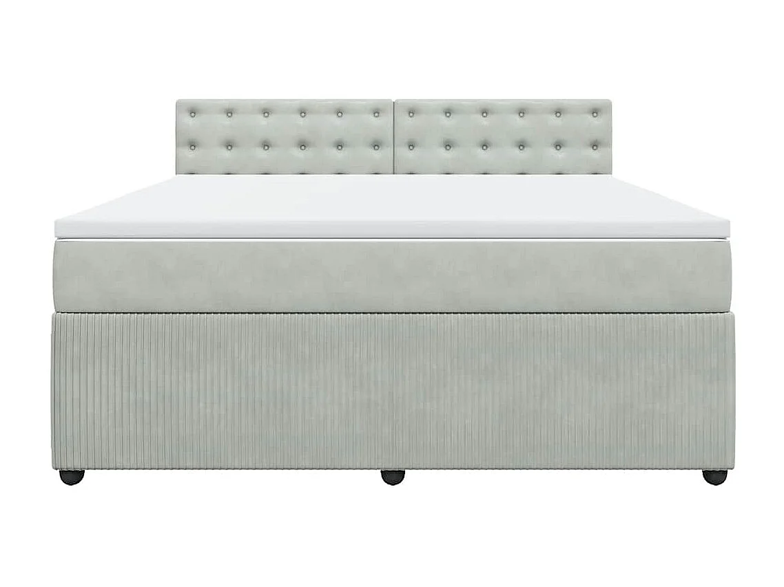 Giroletto a Molle con Materasso Grigio Chiaro 180x200cm Velluto