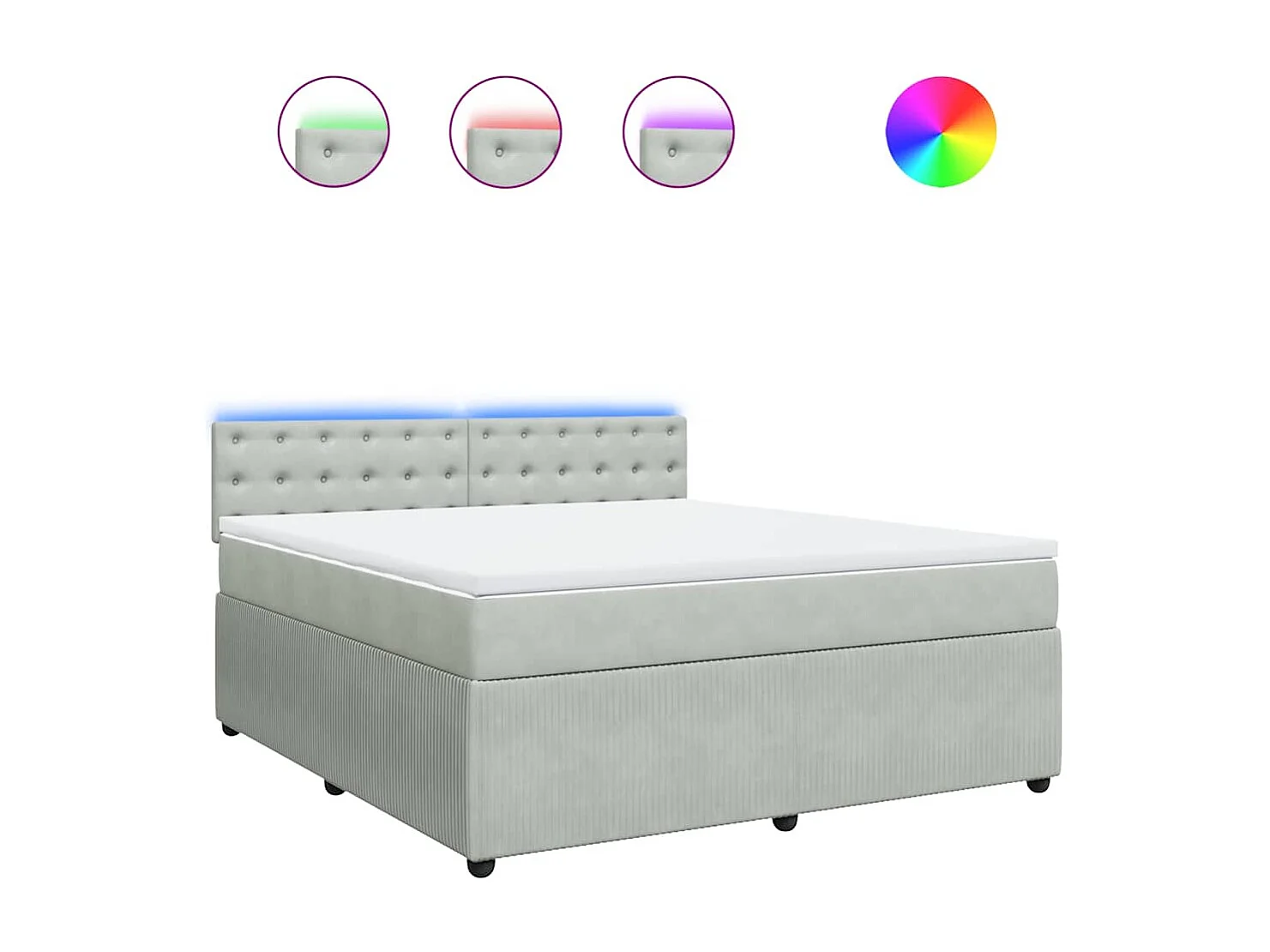 Sommier à lattes de lit et matelas Gris clair 180x200cm Velours