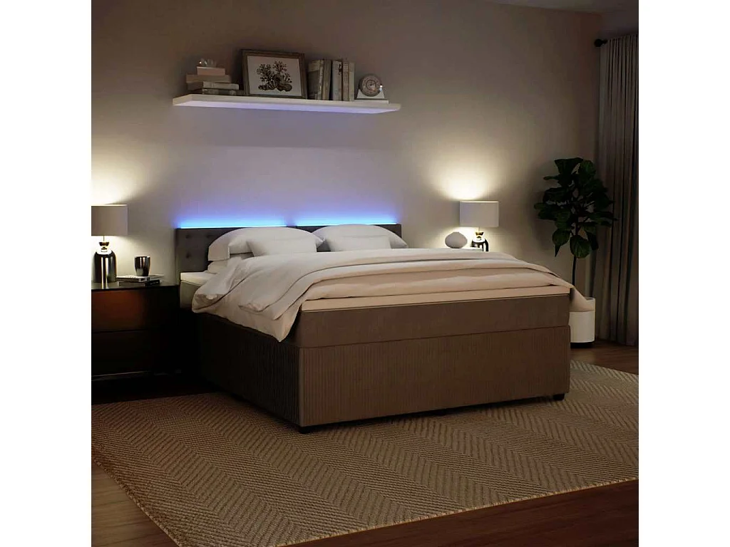 Cama box spring con colchón terciopelo gris claro 180x200 cm