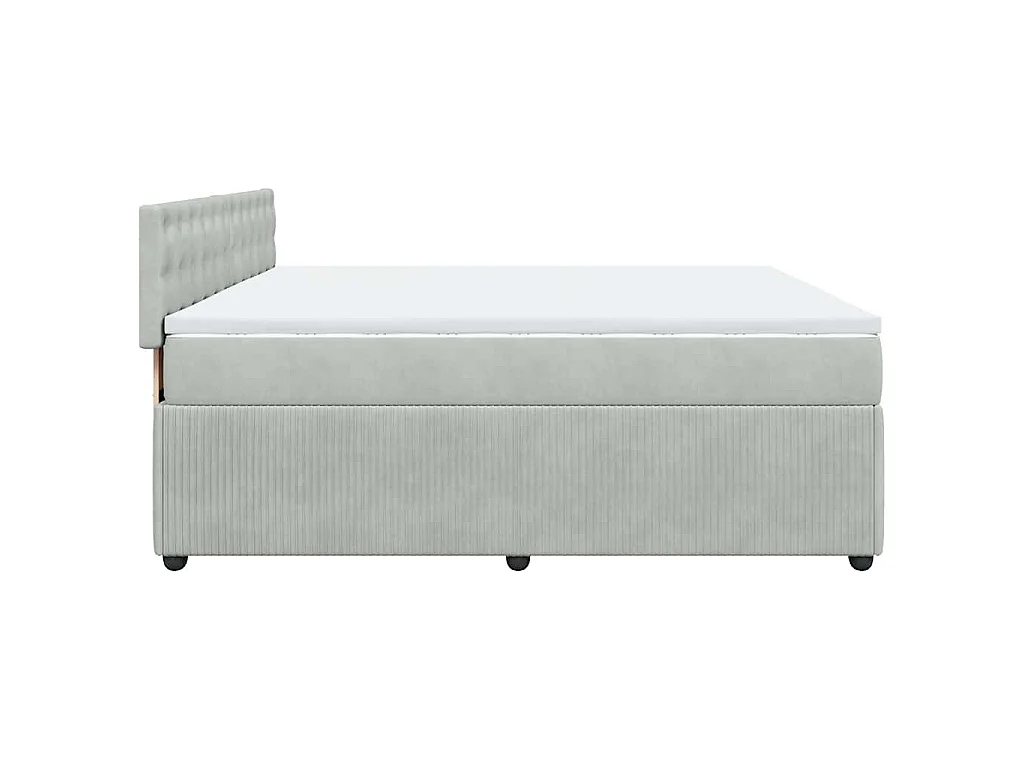 Cama box spring con colchón terciopelo gris claro 180x200 cm