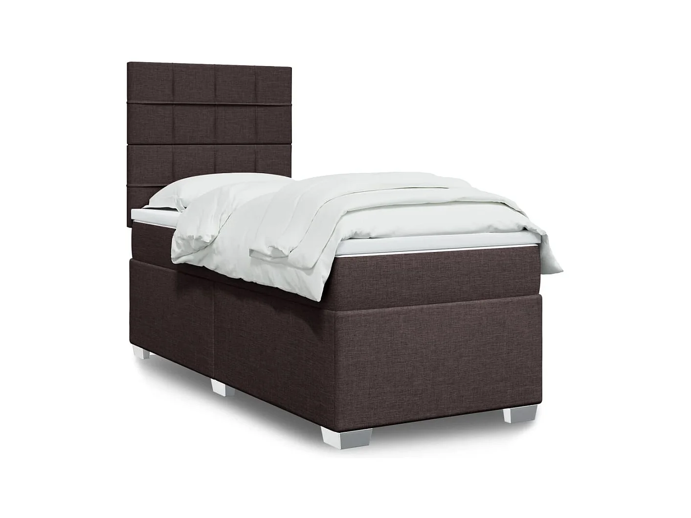 Giroletto a Molle con Materasso Marrone Scuro 90x190cm Tessuto