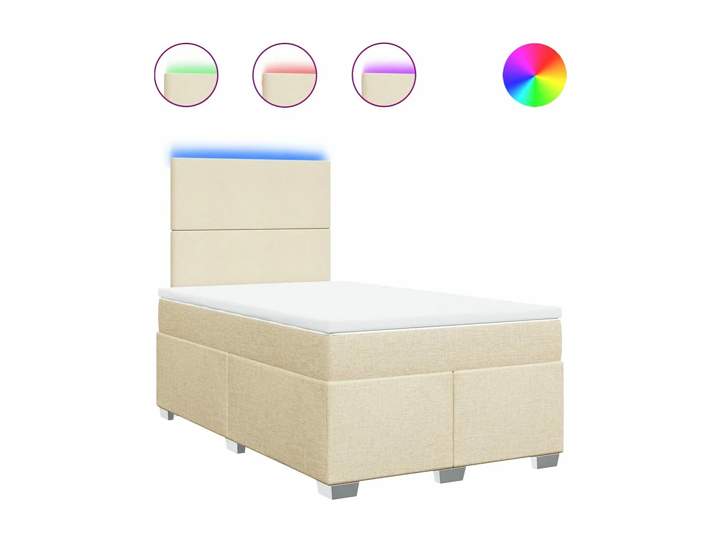 Giroletto a Molle con Materasso Crema 120x200 cm in Tessuto