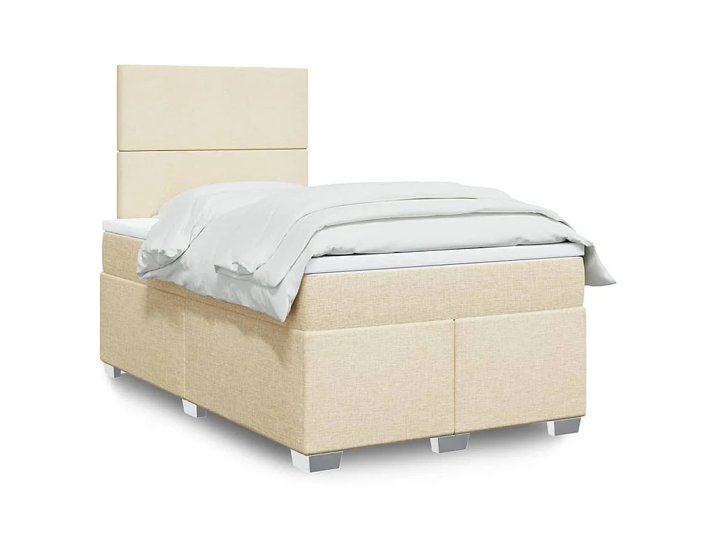 Giroletto a Molle con Materasso Crema 120x200 cm in Tessuto