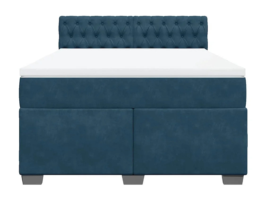 Cama com molas/colchão 140x190 cm veludo azul-escuro