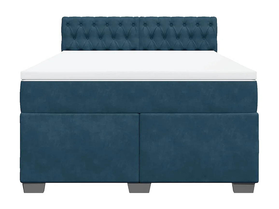 Cama com molas/colchão 140x190 cm veludo azul-escuro