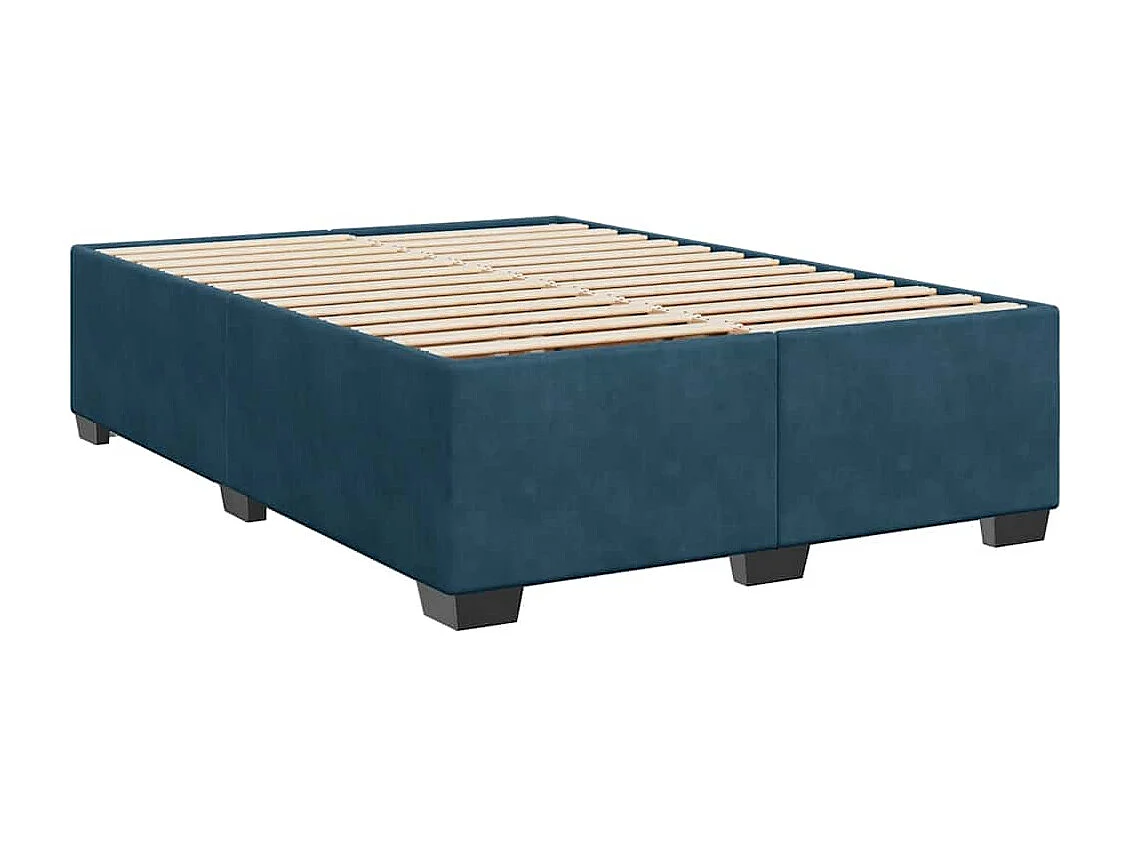 Cama com molas/colchão 140x190 cm veludo azul-escuro