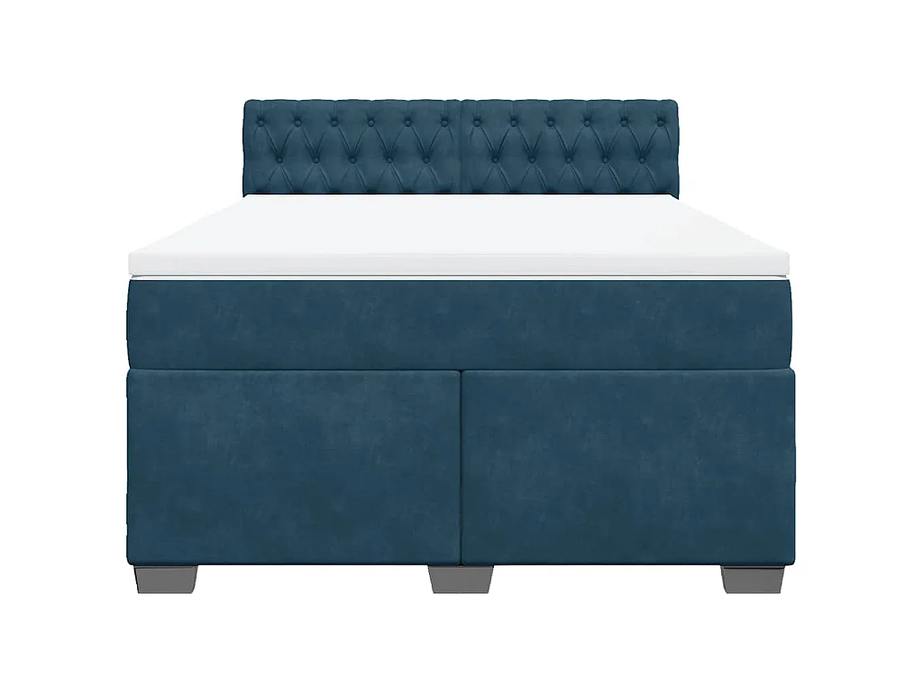 Boxspring met matras fluweel donkerblauw 140x190 cm