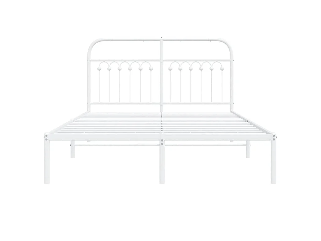 Cadre de lit métal sans matelas et tête de lit blanc 140x200 cm