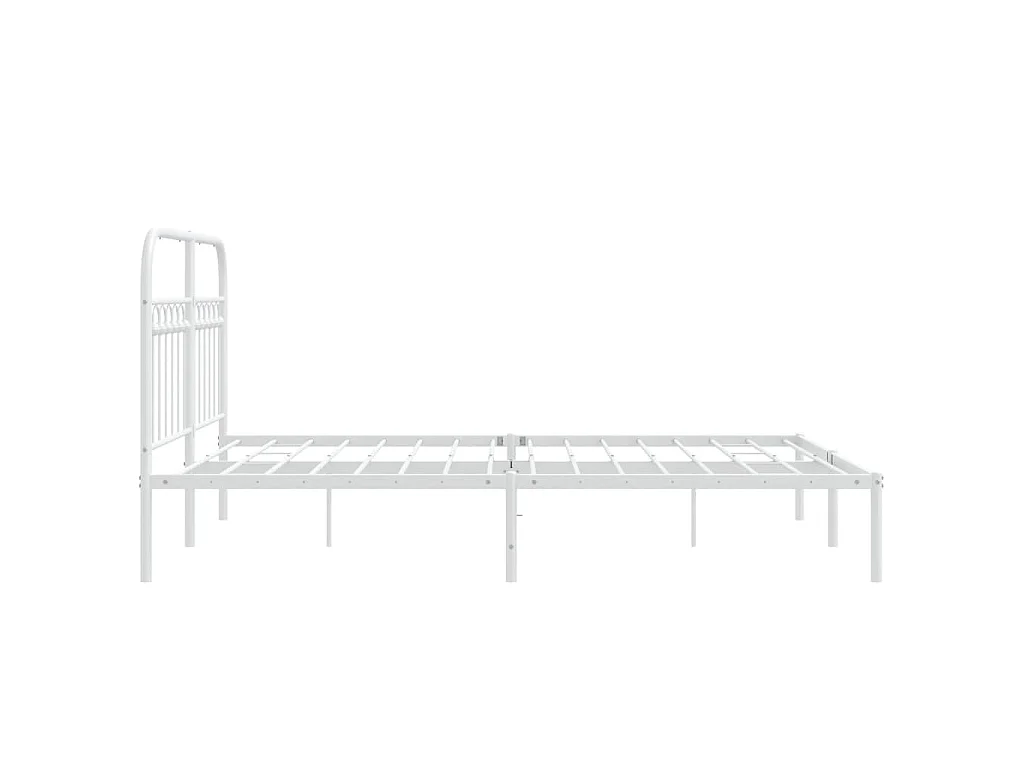 Cadre de lit métal sans matelas et tête de lit blanc 140x200 cm