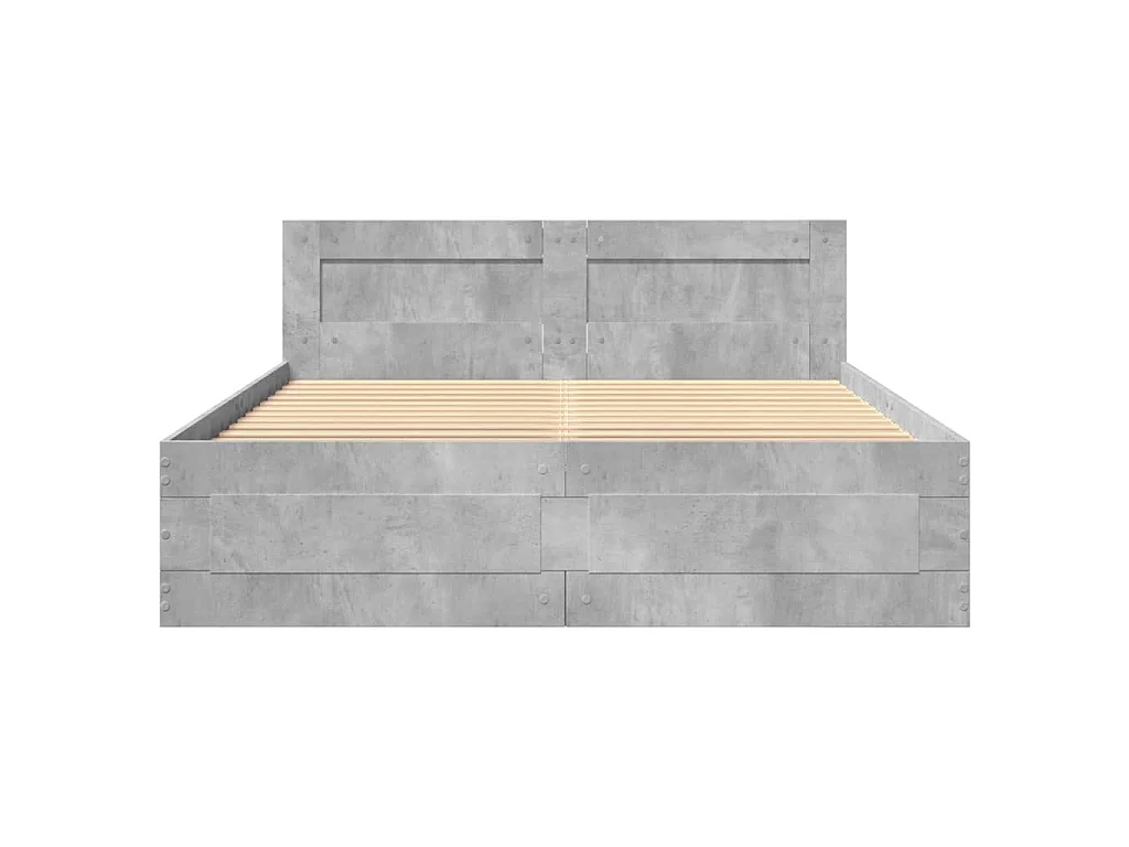 Bettgestell mit Kopfteil Betongrau 140x200 cm Holzwerkstoff