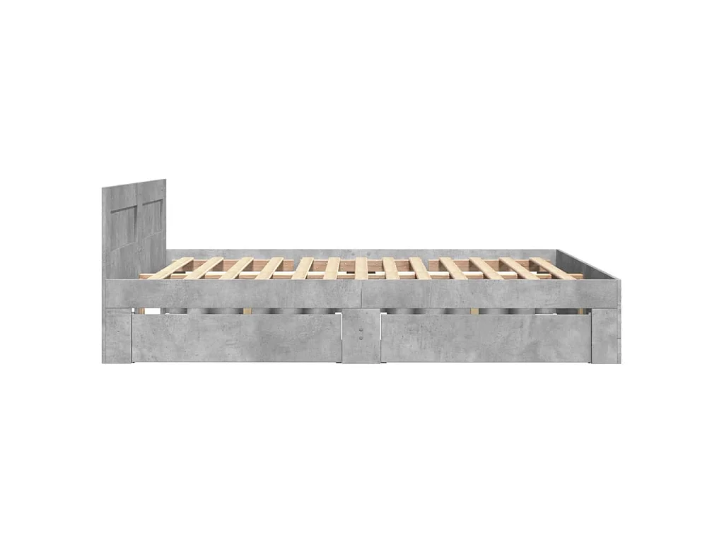 Bettgestell mit Kopfteil Betongrau 140x200 cm Holzwerkstoff
