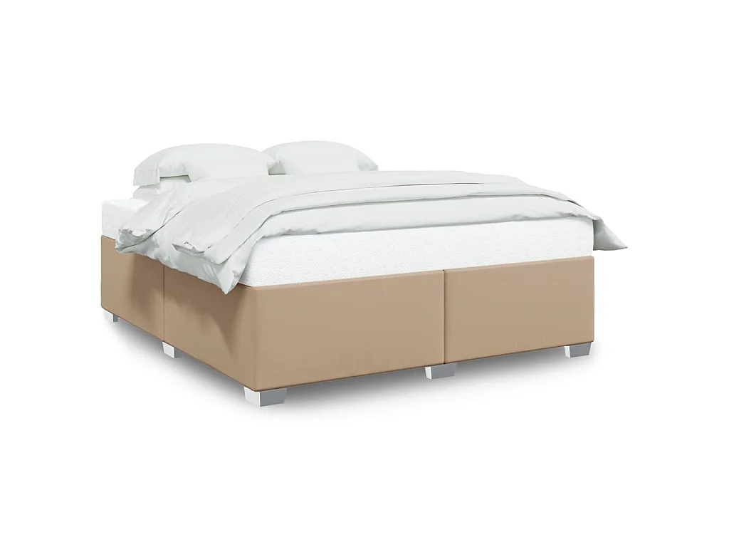 Estructura cama sin colchón cuero sintético capuchino 180x200cm