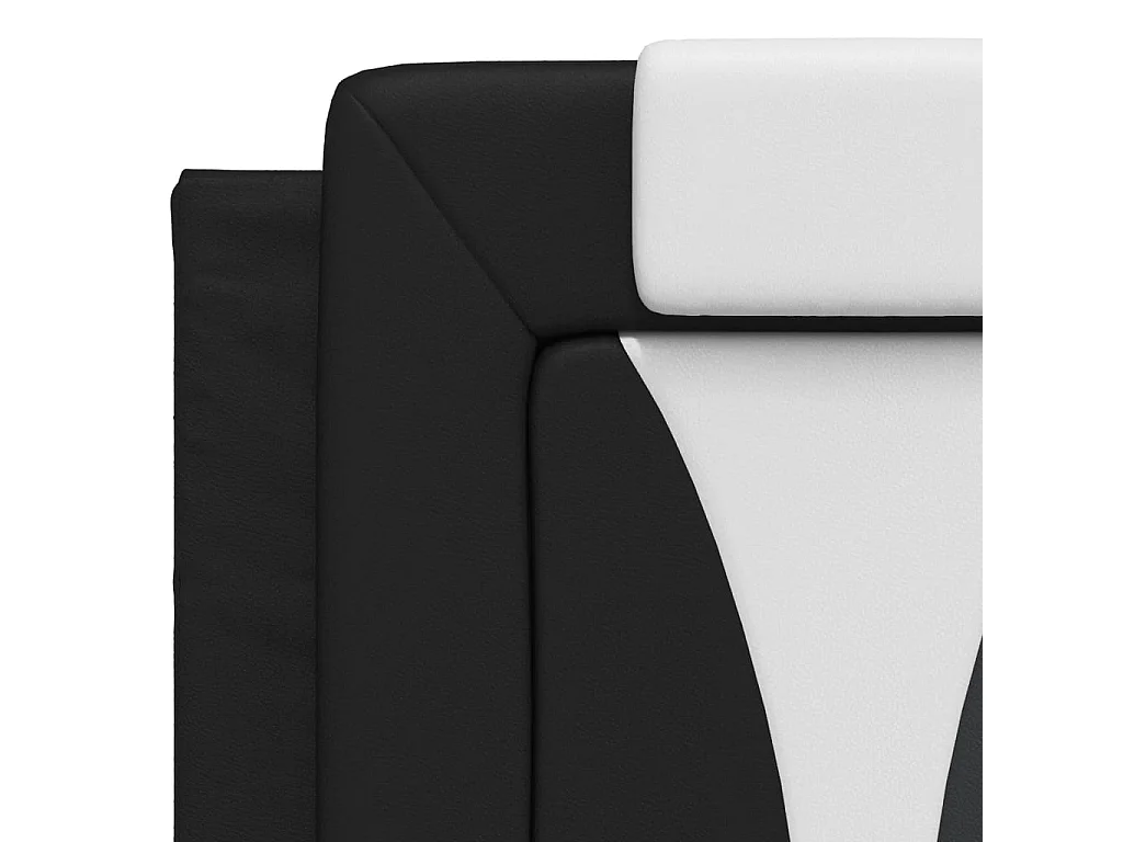 Estructura de cama Viana sin colchón cuero sintético negro y blanco