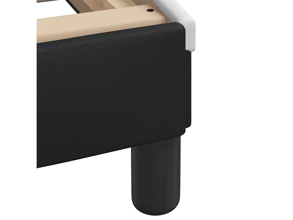 Estructura de cama Viana sin colchón cuero sintético negro y blanco