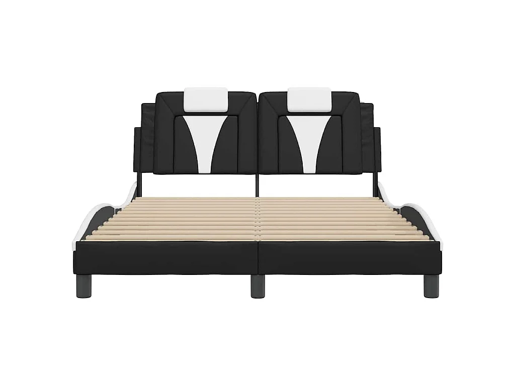 Estructura de cama Viana sin colchón cuero sintético negro y blanco