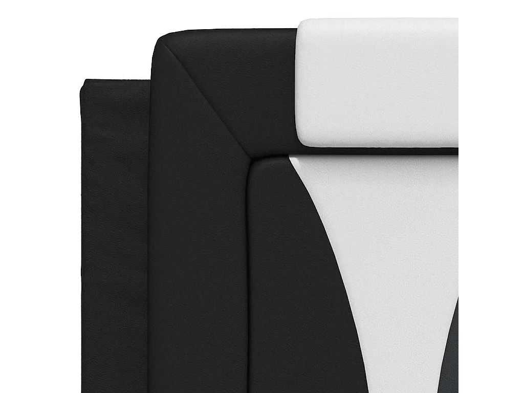 Estructura de cama Viana sin colchón cuero sintético negro y blanco