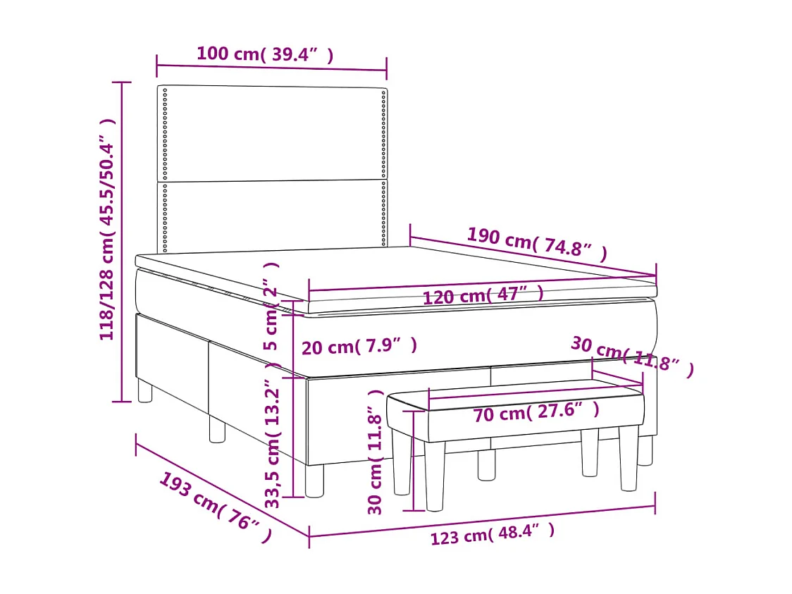 Sommier à lattes de lit avec matelas vert foncé 120x190 cm