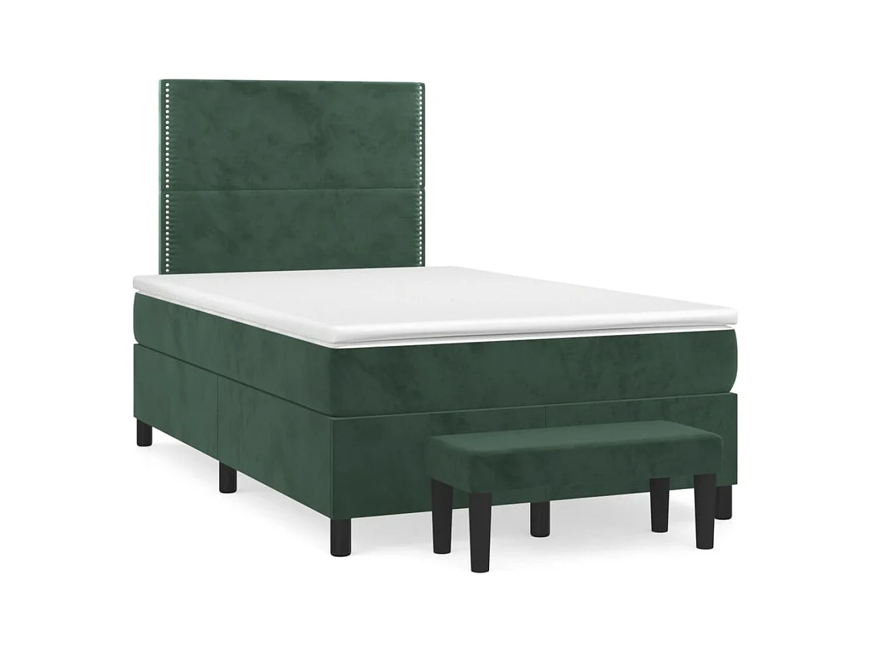 Boxspringbett mit Matratze Dunkelgrün 120x190 cm Samt