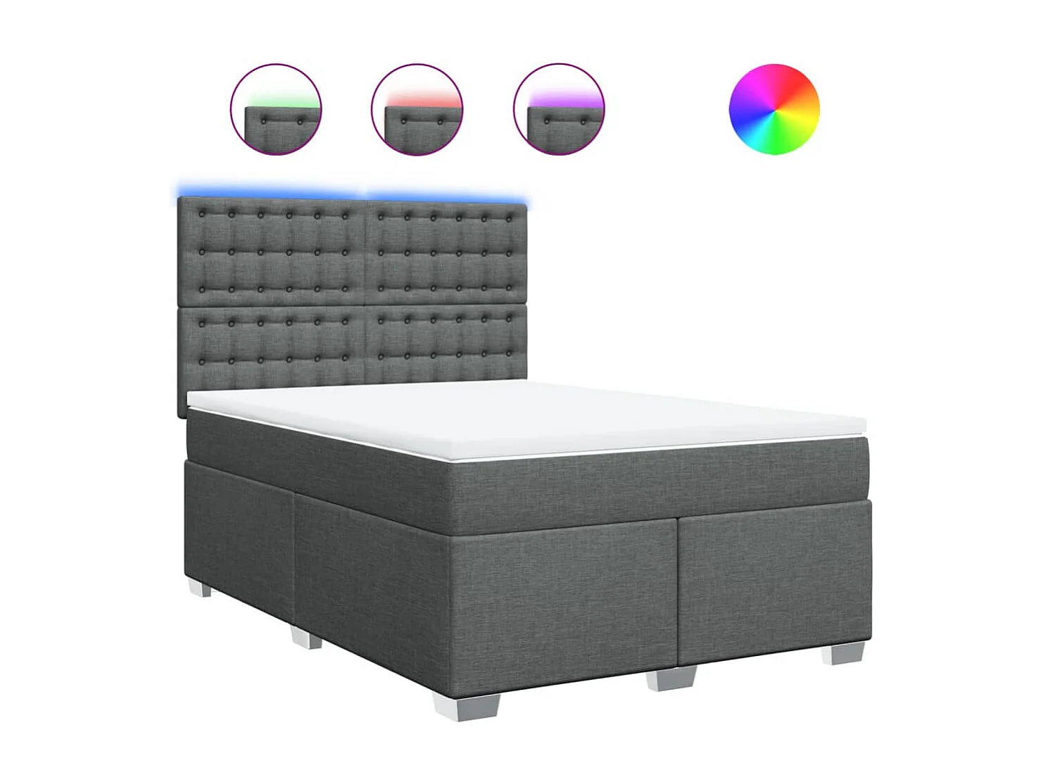 Giroletto a Molle con Materasso Grigio Scuro 140x190 cm Tessuto