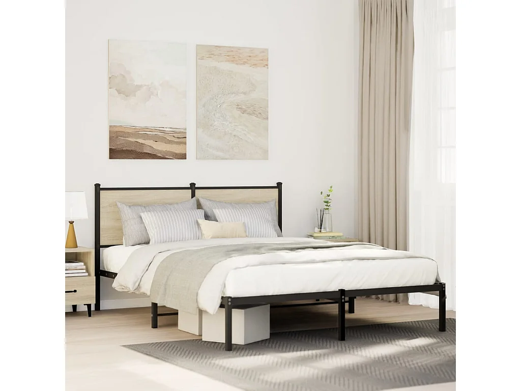 Metallbett ohne Matratze Sonoma-Eiche 140x190 cm