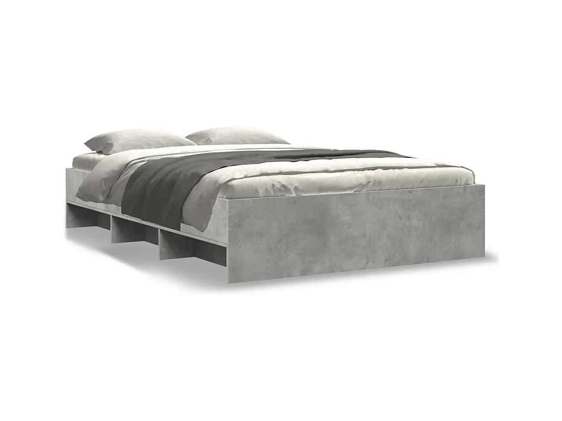 Cadre de lit sans matelas gris béton 135x190 cm bois ingénierie