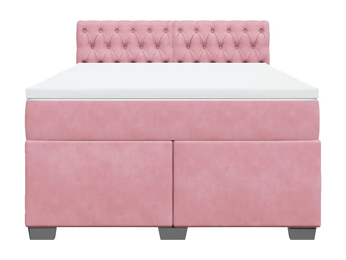 Boxspring met matras fluweel roze 160x200 cm
