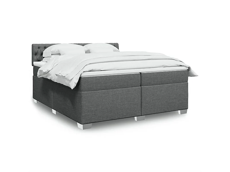 Sommier à lattes de lit avec matelas Gris foncé 200x200cm Tissu