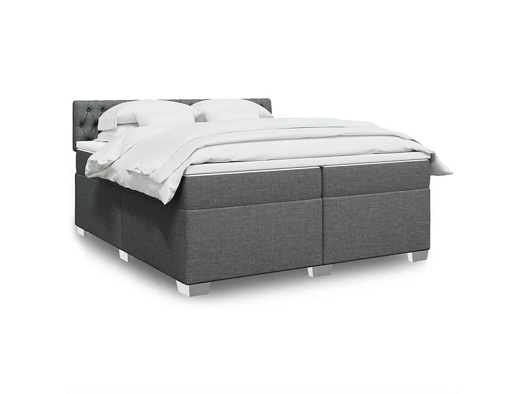Sommier à lattes de lit avec matelas Gris foncé 200x200cm Tissu