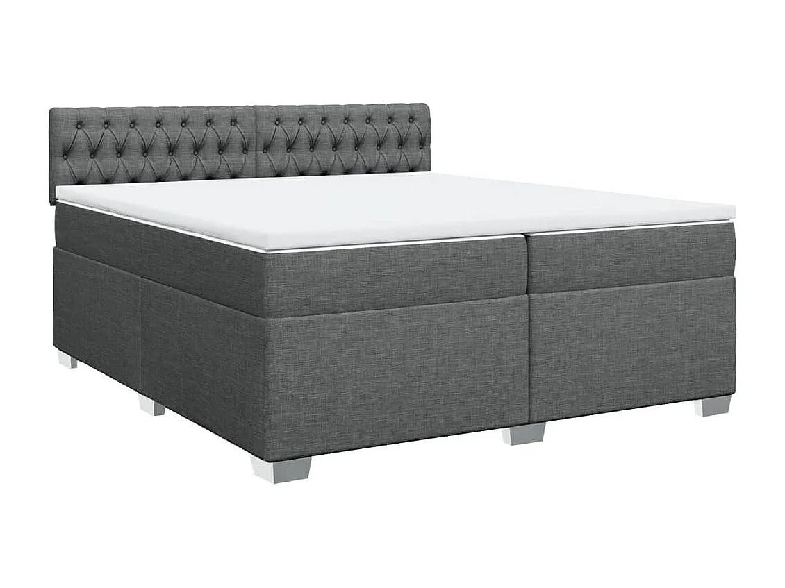 Sommier à lattes de lit avec matelas Gris foncé 200x200cm Tissu