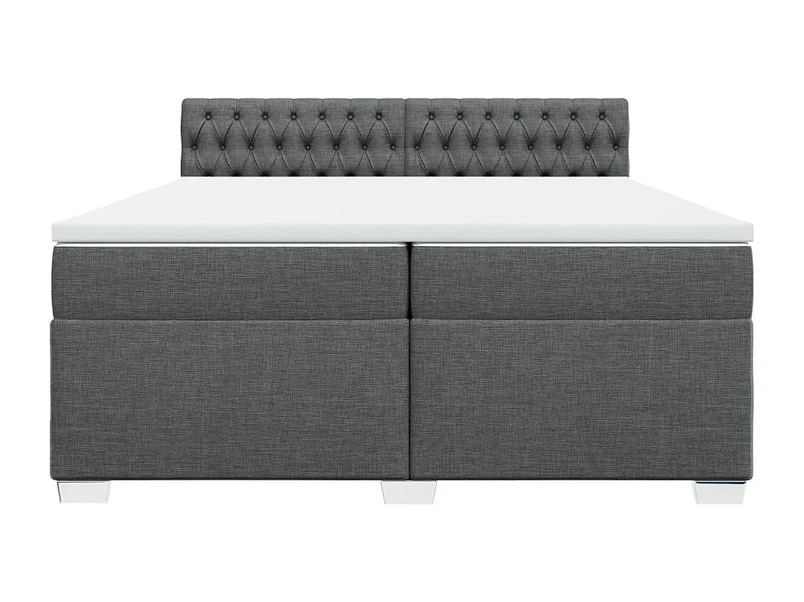 Sommier à lattes de lit avec matelas Gris foncé 200x200cm Tissu