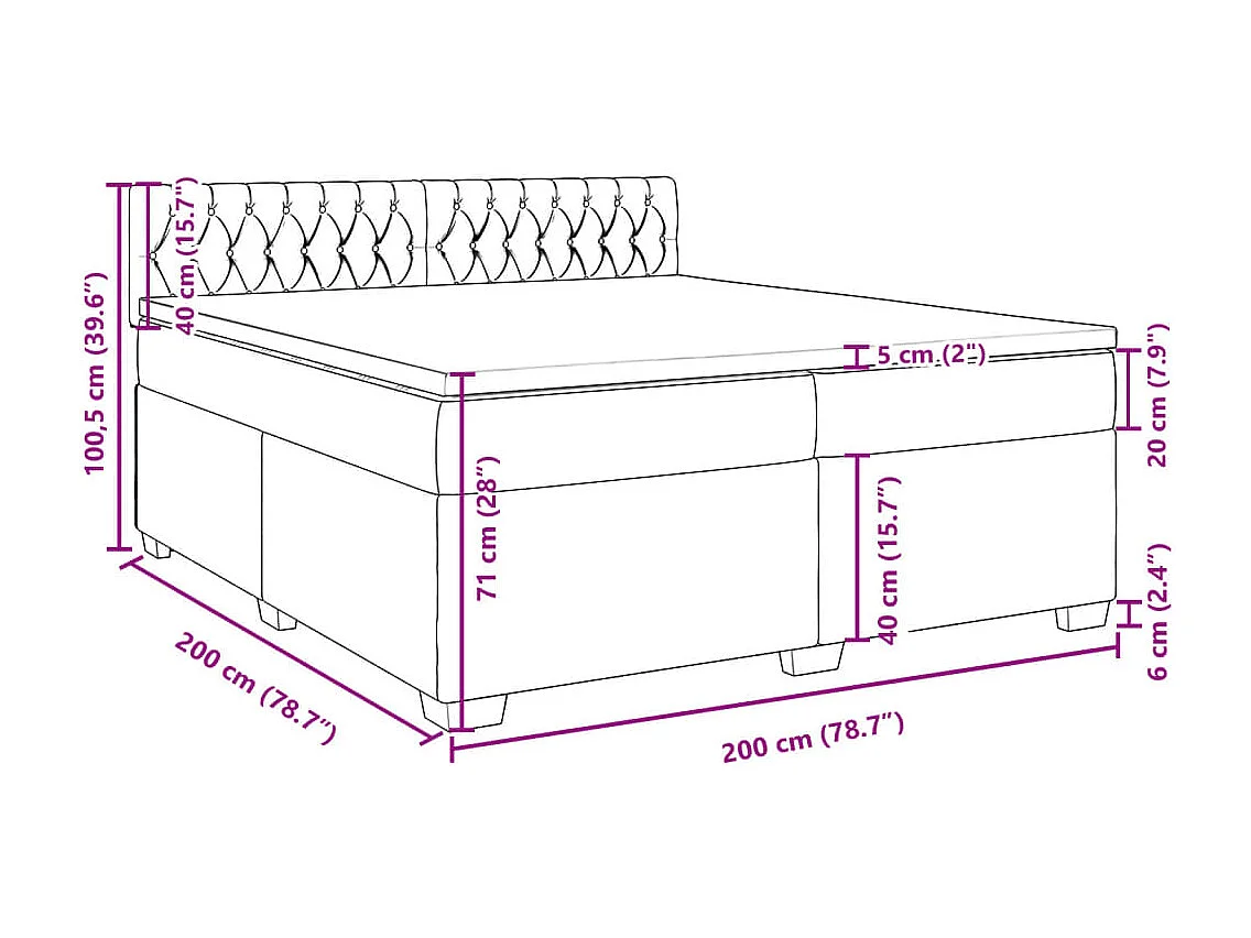 Boxspringbett mit Matratze Dunkelgrau 200x200 cm Stoff