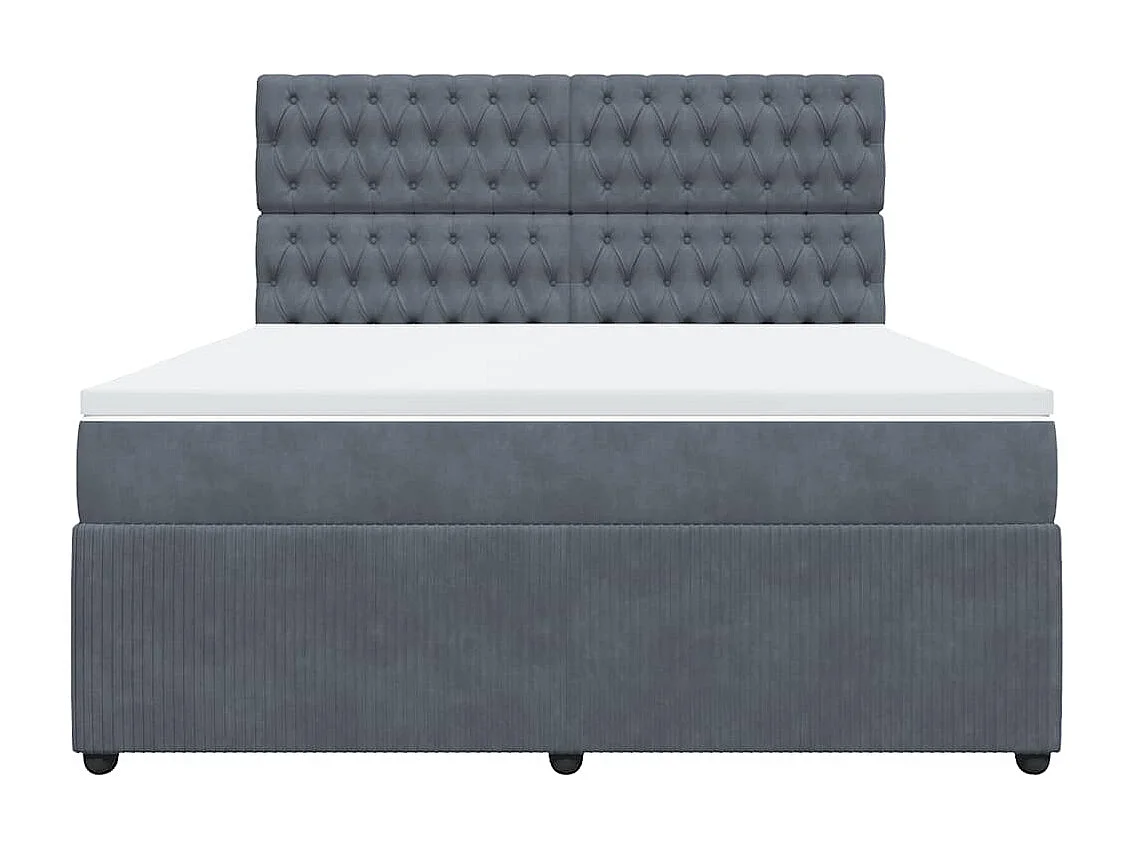 Cama com molas/colchão 180x200 cm veludo cinzento-escuro