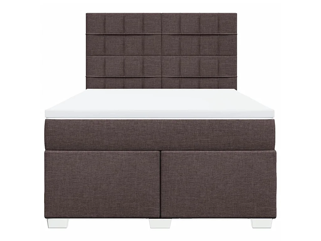 Cama box spring con colchón tela marrón oscuro 140x200 cm