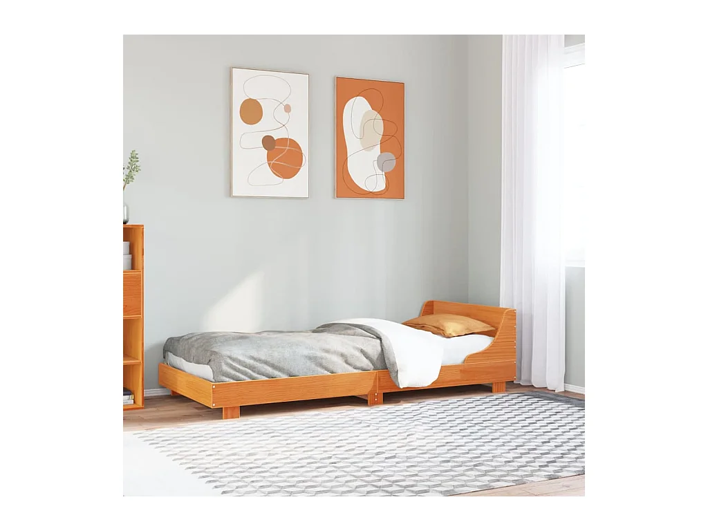 Cadre de lit sans matelas cire marron 75x190 cm bois pin massif