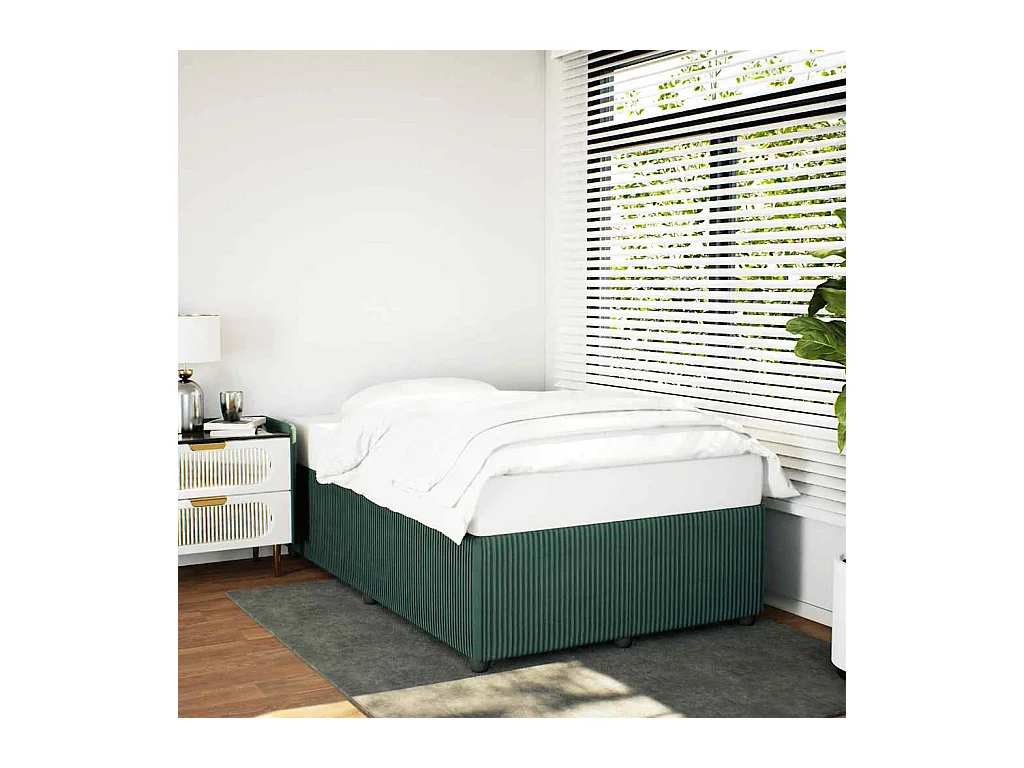 Cadre de lit sans matelas vert foncé 120x200 cm velours
