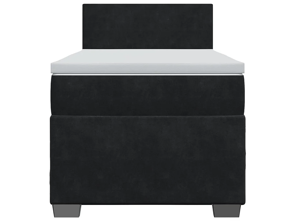 Cama box spring con colchón terciopelo negro 80x200 cm