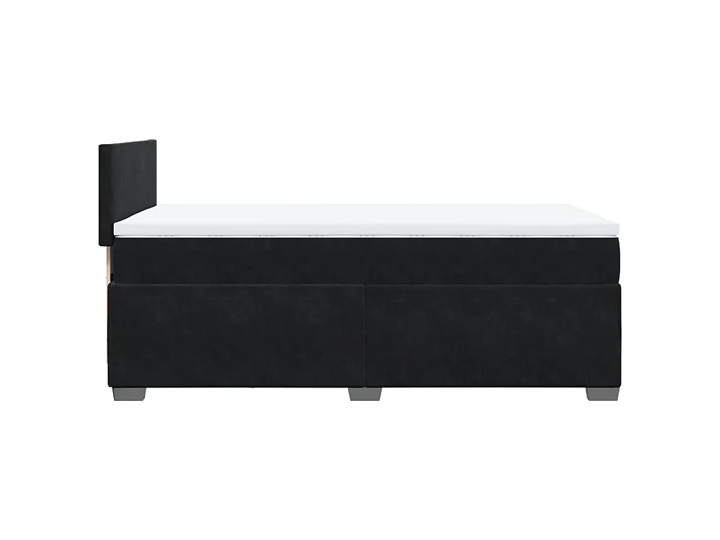 Cama box spring con colchón terciopelo negro 80x200 cm
