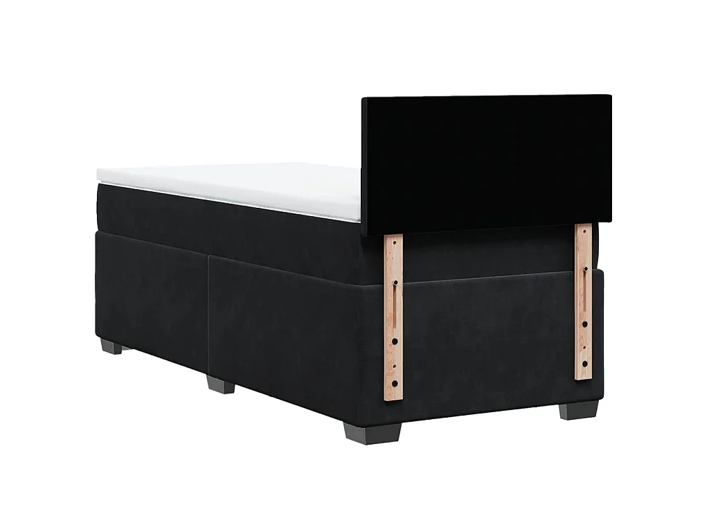 Cama box spring con colchón terciopelo negro 80x200 cm