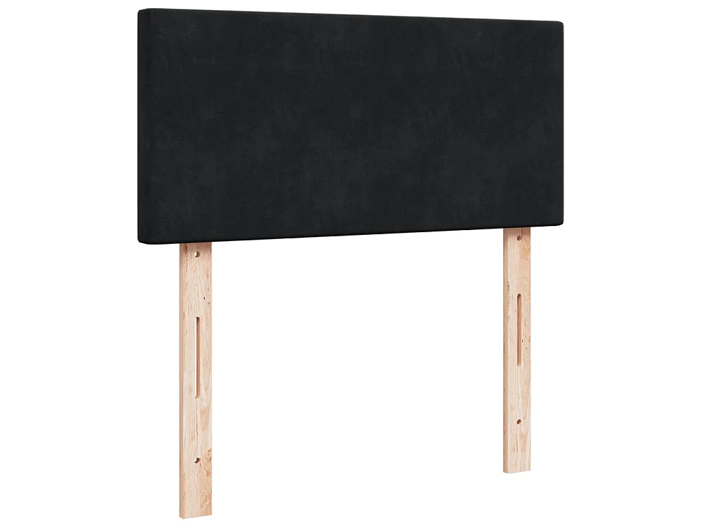 Cama box spring con colchón terciopelo negro 80x200 cm