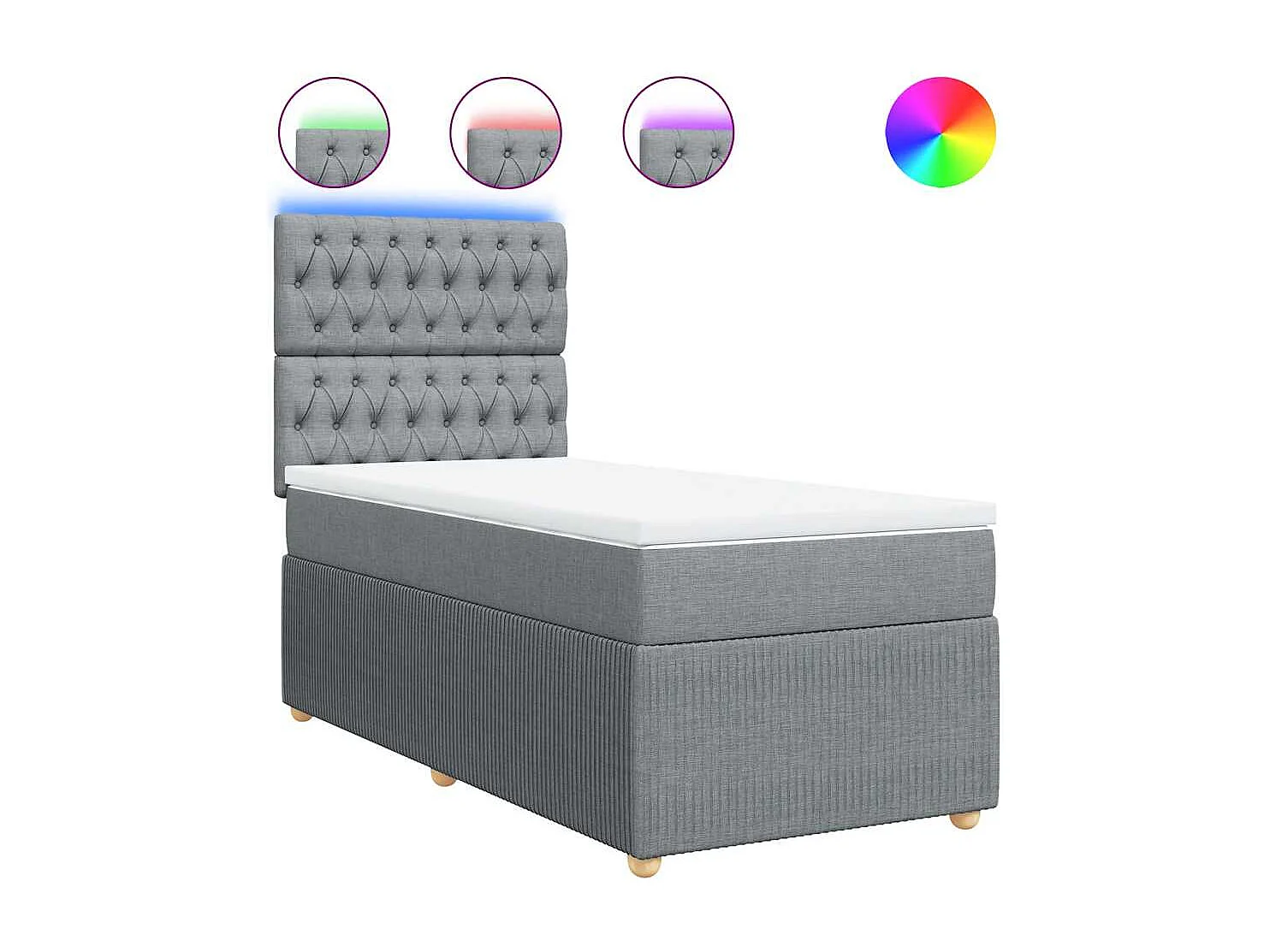 Boxspringbett mit Matratze Hellgrau 90x190 cm Stoff