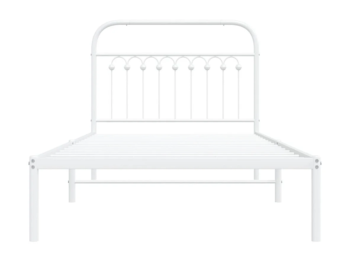 Cadre de lit métal sans matelas et tête de lit blanc 100x190 cm