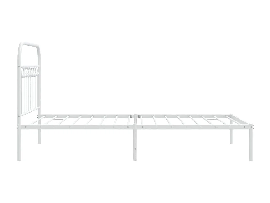 Cadre de lit métal sans matelas et tête de lit blanc 100x190 cm